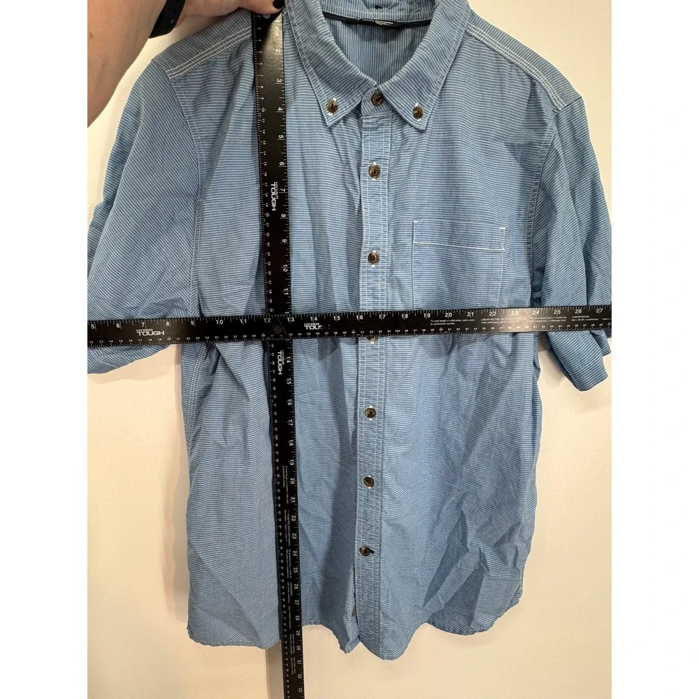 The North Face Mens Medium Blue‎ Striped Short Sleeve Button Down Shirt